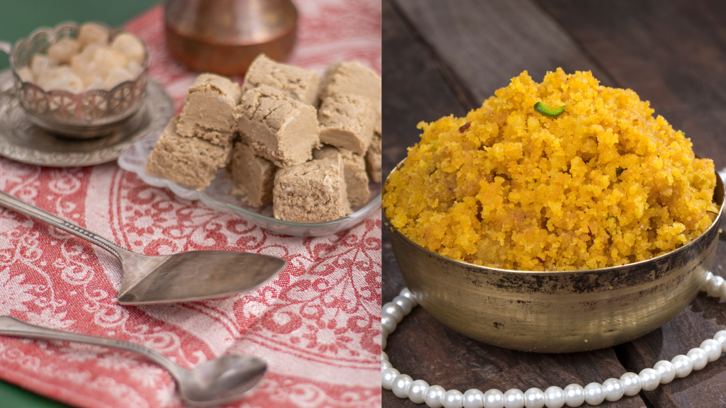 Sesame Greek halva Moong dal Indian halwa tahini